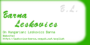 barna leskovics business card